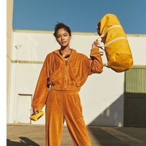 Free People Movement Time Out Velour jacket rust